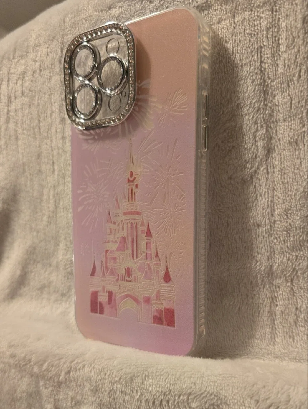 Pink Castle iPhone 14 Pro Max Case Rhinestone Camera Ring Giving Disney Vibes